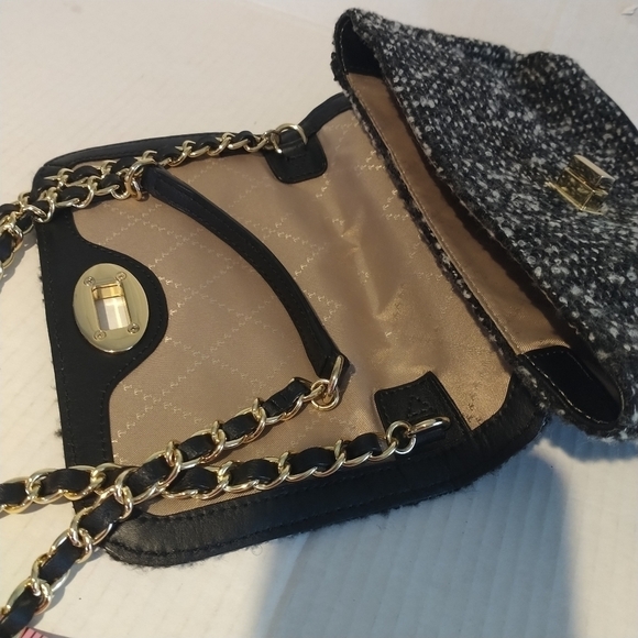 Talbots Black Grey Tweed Classic Crossbody Bag - Picture 8 of 14